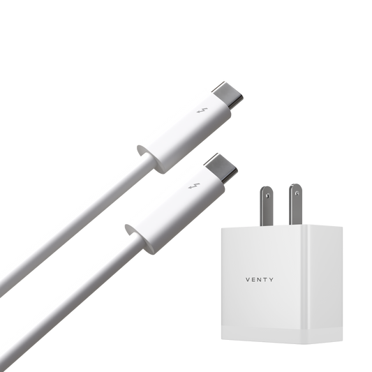 Two USB-C cables and a power adapter with 'VENTY' branding